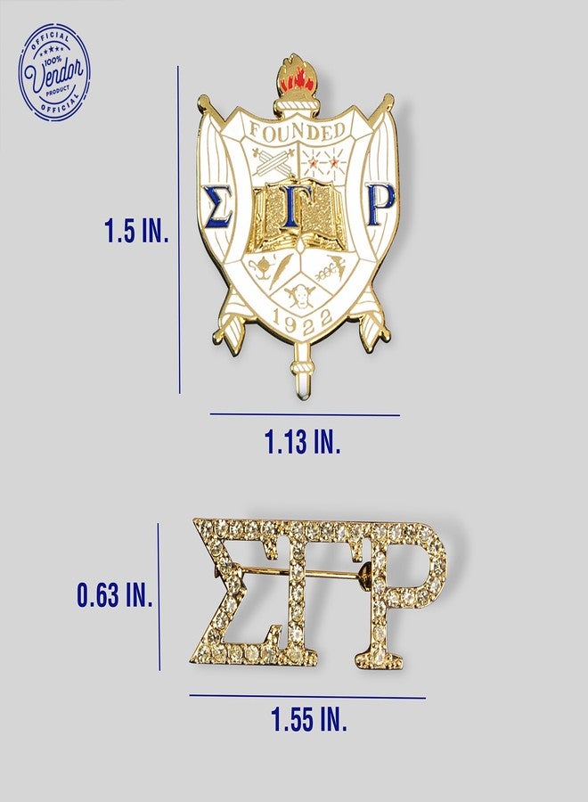 BBGreek Sigma Gamma Rho - مستلزمات SGRho - بائع رسمي - طقم من قطعتين من دبابيس طية صدر السترة - مينا وأحجار الراين - مستلزمات أخوية نسائية - Image 3
